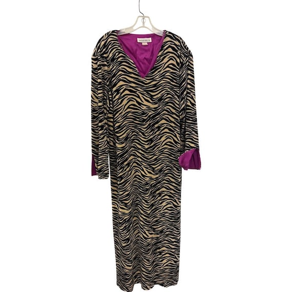 Velvet Housedress Women's Size M Vintage Zebra Pr… - image 1