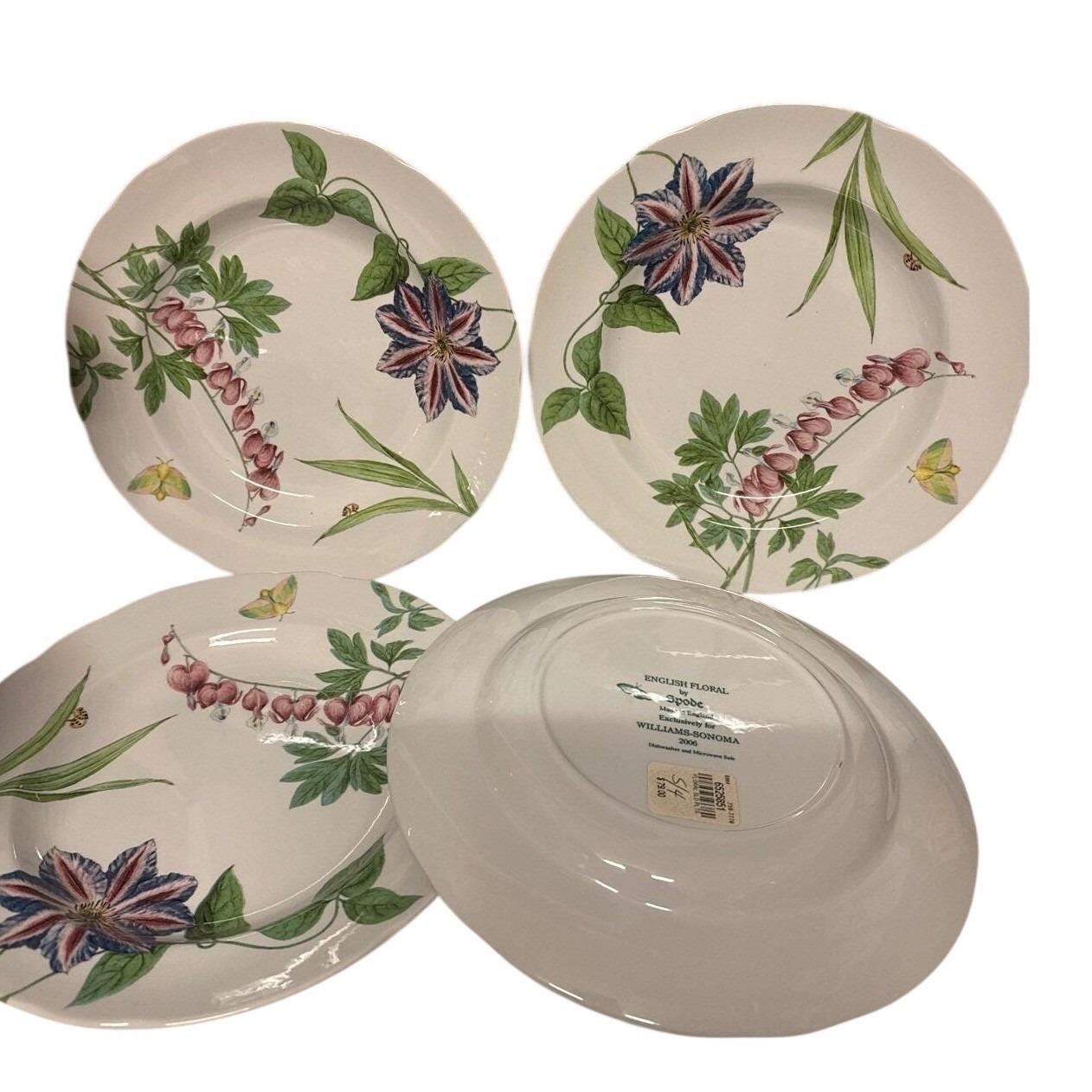 NEW 2006 Spode English Floral Williams Sonoma Vtg Plate Set 4