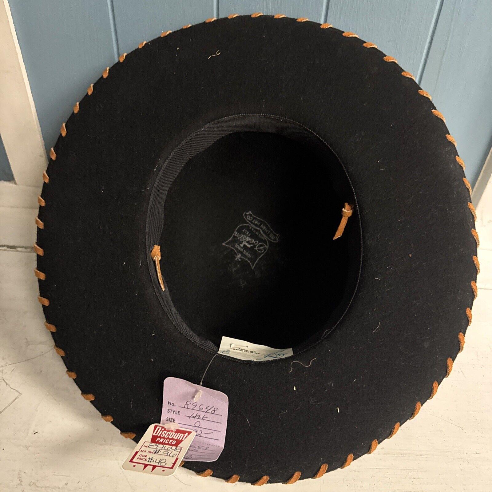Vintage 100% Wool Black Wool Brown Leather‎ Hat Doeskin Felt NWT Doeskin Felt 100% Wool Hat Vintage | eBay main image 3
