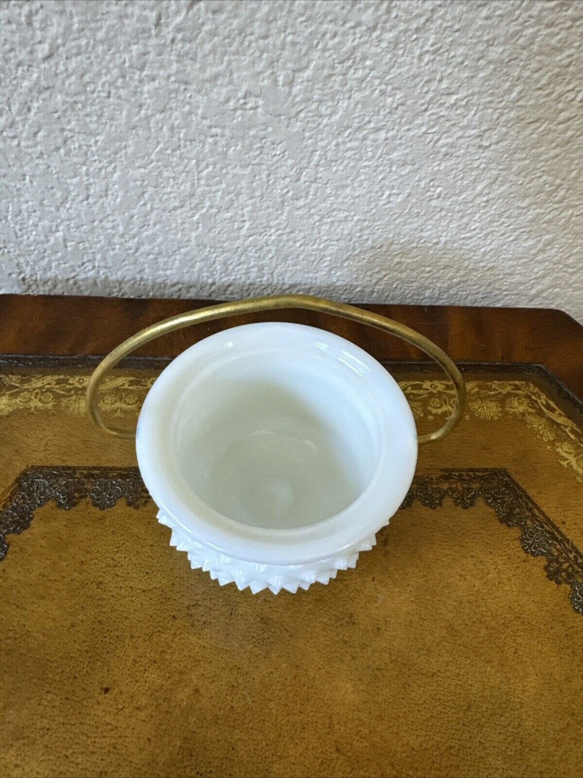 フェントン蓋付きミルクガラス ヴィンテージ フェントン ミルクガラス ホワイト ホブネイル 調味料