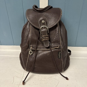 Y2K KATANA Paris Vintage Brown Genuine Leather Backpack Handbag