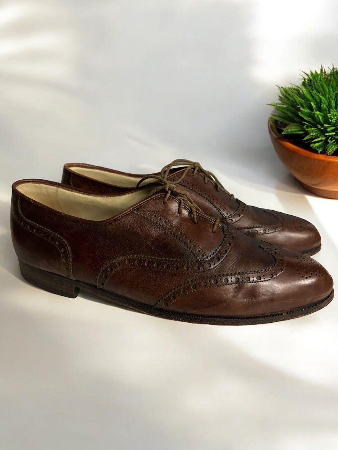 Vintage BALLY Prestige Brown Leather Oxford PARAWET Shoes SUISSE