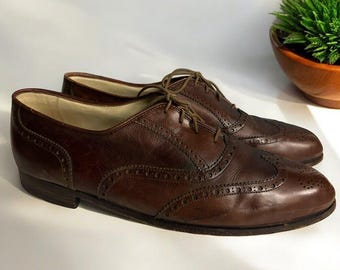Vintage BALLY Prestige Brown Leather Oxford PARAWET Shoes  display picture 3