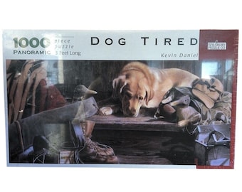 VINTAGE Sealed Spilsbury Puzzle Co. Dog Tired Kevin Daniel 1000 Pc Panoramic