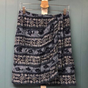 Vtg charter club 100% silk blue faux wrap midi skirt size 10