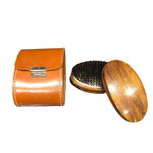 Vintage Brush Set with Real Hide Leather Case Made In England