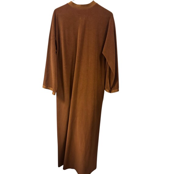 Vtg Vanity Fair Brown Velour Long Sleeve Robe Dus… - image 4
