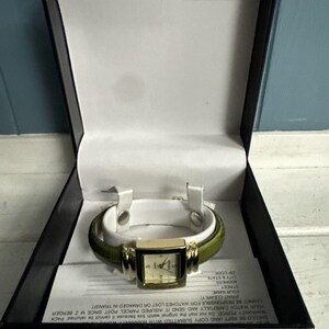Vintage Embassy by Gruen Green Band Cuff Bracelet Watch New  display picture 1
