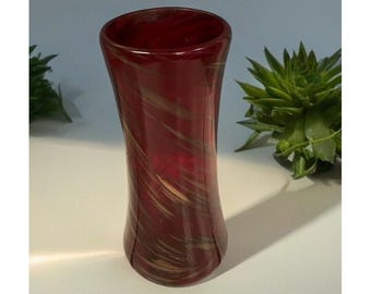 ヴェッキア ムラーノ ルビーレッド アートガラス 花瓶 24K ゴールド