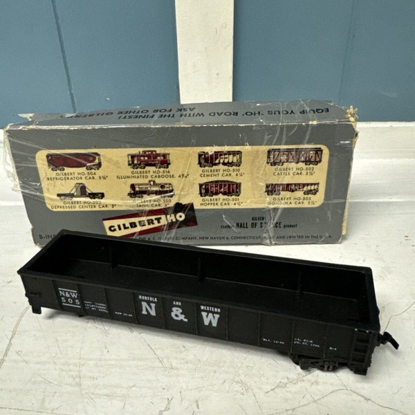 Vtg A.C. Gilbert HO Scale #505 Black N & W Gondola Car 5 7/8” Made In USA Train