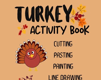 Thanksgiving-Themen-Türkei-Aktivitäts-Buch, Schnittkleber und Spaß-Aktivität Thanksgiving-Geschenk Vorschule homeschool Kindergarten