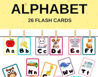 Cute alphabet flash card for kids, Learning educational alphabet flash cards for kids, Cute printable house flash cards template