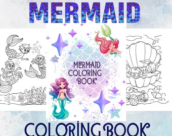 Lindo libro para colorear de sirenas para niños, Lindo libro para colorear de sirenas con temática de sirena, Divertido libro para colorear de sirenas para niños, Atractiva sirena linda