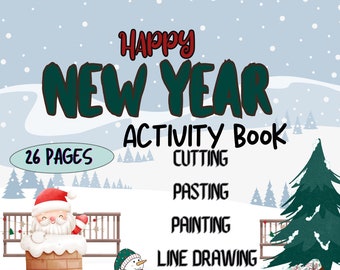 2024 Frohes Neues Jahr Aktivitätsbuch, Weihnachtsmann Themen Vorschule und Kindergarten Arbeitsblatt, Frohe Weihnachten Geschenk für Mädchen und Jungen