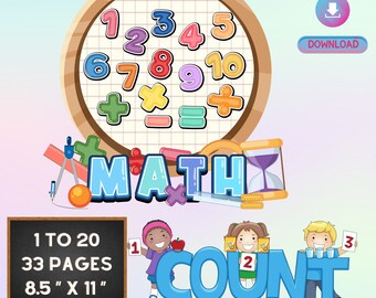 Buntes Lernmaterial für Zählen und Rechnen, Zahlen 1-20 für Kinder unterrichten, lustige mathematische Aktivitäten für Vorschulkinder, Lernressourcen