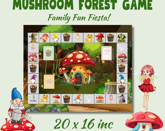 Pilz Wald Spiel Familien Brettspiel - Pilz Wald Thema Spiel mit Gnomen, Feen und Kaninchen - Digitaler PDF Download für Kinder