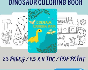 Lindo libro para colorear inspirador de dinosaurios para niños, libro para colorear artístico con temática de dinosaurios, libro de actividades para colorear para niños lindos y divertidos