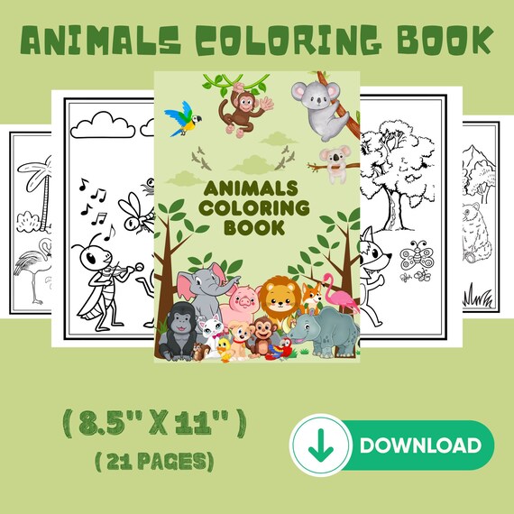 Animals Coloring Book PDF, Easy Animals Coloring Pages PDF, Cute Animals Coloring Pages