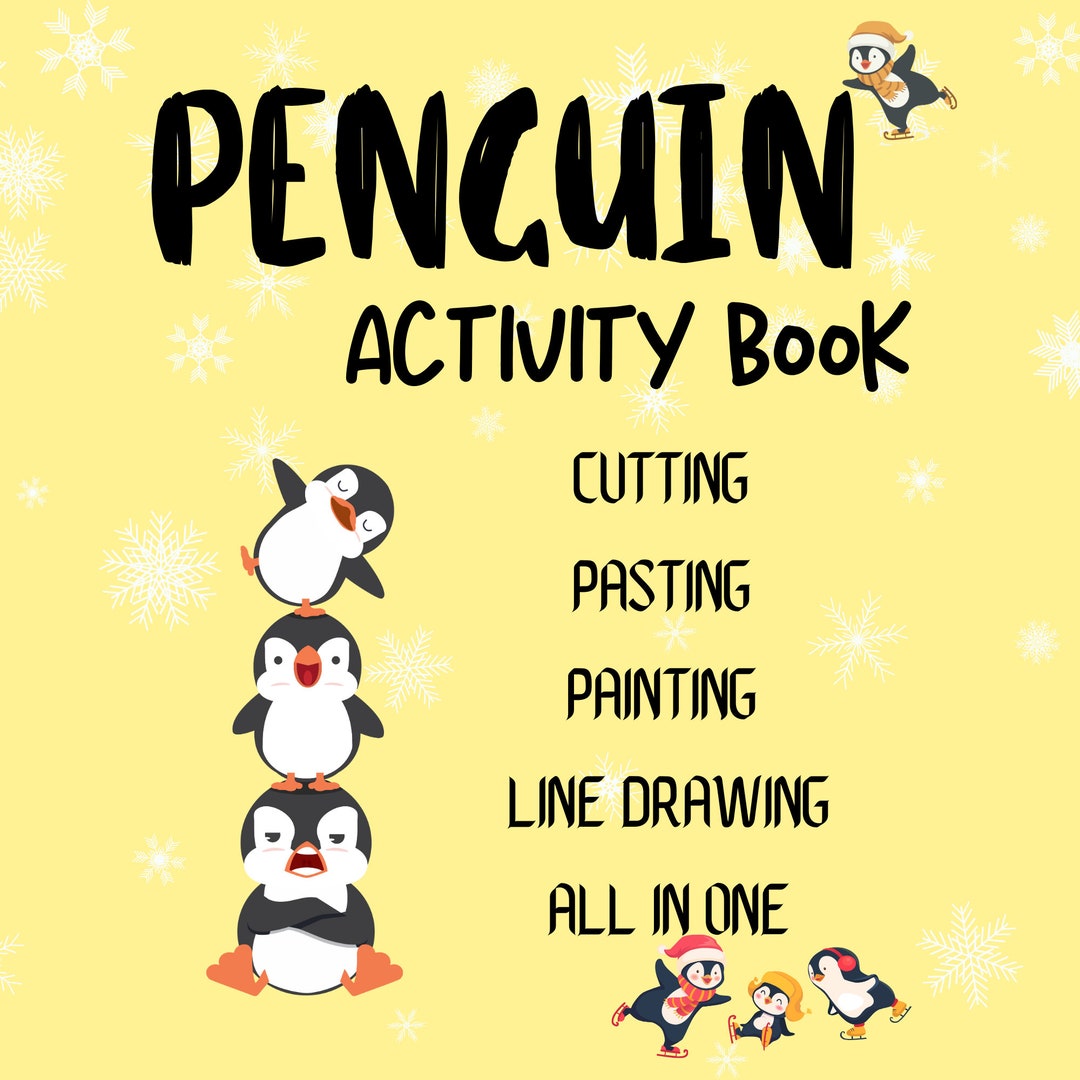 Cute Penguin 'cut and Paste' Activity Book, Funny Penguin Activity Book ...