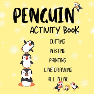 Cute Penguin 'Cut and Paste' Activity Book, Funny Penguin Activity Book for Kids, Cut and Paste Penguin Activity Book for Kids at Home.
