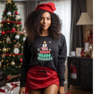 Luxury Designer Brand Unisex Crewneck Sweatshirt, Pullover Holiday Christmas Top, Fancy Tree Gift