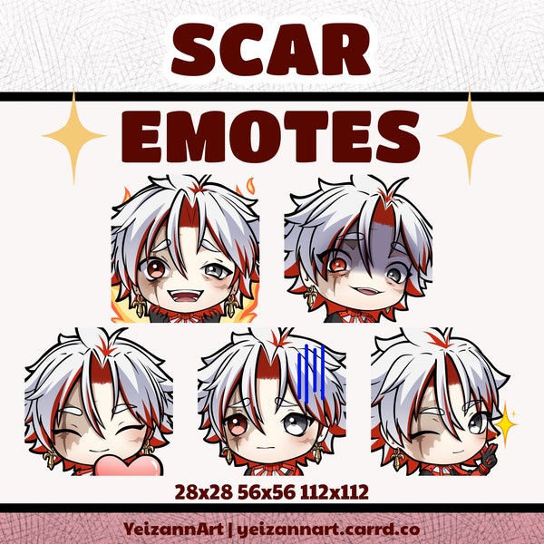 Set di emote con cicatrice di Wuthering Waves, per Twitch, Discord, emote con cicatrice WuWa, YouTube, emote WuWa
