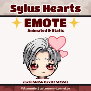 Love and Deepspace Sylus Hearts Animated and Static Emote, for Twitch, Discord, YouTube | LaDs Sylus Emote, LaDs Emotes