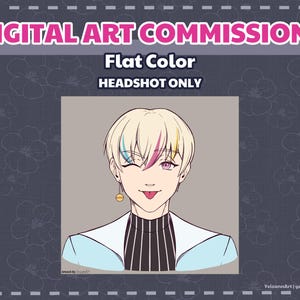 Digital Art Flat Color Commissions, Custom Character Art Headshot Commissions, Anime Art Style Commissions