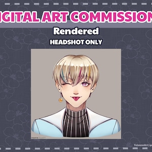 Digital Art Rendered Commissions, Custom Character Art Headshot Commissions, Anime Art Style Commissions