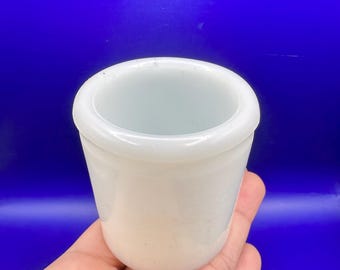 Vintage UV Reactive Milk Glass Ointment Jar – MANGANESE Glow Apothecary Vanity Jar, Early–Mid 20th Century