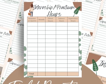 Trabajo Social/Consejería/Pasantía/Práctica de Campo Paquete de Supervisión/Notas de Supervisión/Rastreador de Horas de Supervisión