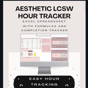 NOVO!! Supervisão Clínica LCSW Estética Excel | Notas de Supervisão | Rastreador de Horas de Supervisão