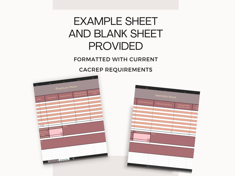 Practicum and Internship Hour Tracker CACREP Hour Requirements Excel