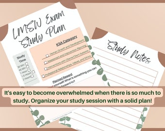 Planificador de estudios para exámenes LMSW/Preparación para exámenes ASWB/Notas de estudio para exámenes de trabajo social