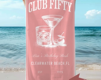 Personalized 50th Birthday Beach Towel: Vacation Trip Cruise Gift