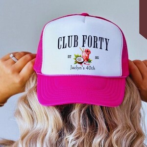 40th Birthday Otto Trucker hat gift, Social Club 40s Birthday Hats, Forties beach Birthday Hat, Beach Bachelorette or Birthday party favors