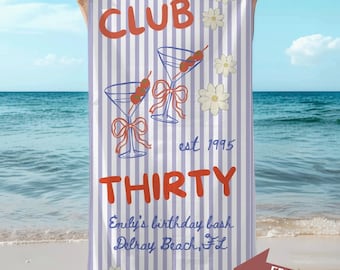 Personalized 30th Birthday Beach Towel: Vacation Trip Cruise Gift