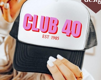 40th Birthday Monochromatic Trucker hat gift, Social Club 40s Birthday Hats, Forties beach Birthday Hat, Club Forty Birthday party favors