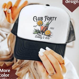 Gorra de camionero personalizada para el 40 cumpleaños, gorra para fiesta de cumpleaños número 40 para chicas, regalo personalizado para el 40 cumpleaños, gorra Est. 1986, recuerdos para el 40 cumpleaños. imagen 1