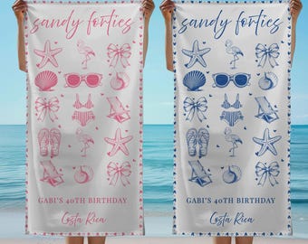Personalized 40th Birthday Beach Towel: Summer Vacation Gift