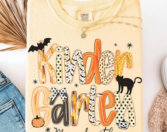 Teacher Halloween Group Shirts Custom Kindergarten Teacher Name Halloween Tee Halloween Preschool Teacher Tshirt Fall Kinder Teacher T-shirt