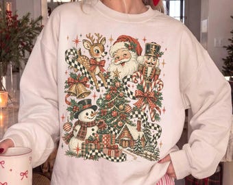 Ugly Christmas Sweater, Vintage 90s Christmas sweatshirt, Retro Santa Sweatshirt, Vintage Santa Sweater