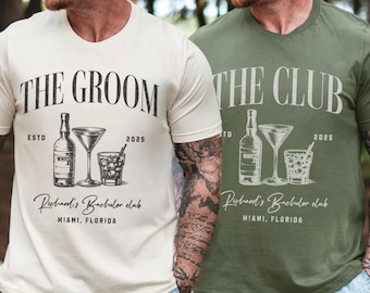 Custom Bachelor Party Shirts, Groomsmen Shirt Gift Personalized, Comfort Colors Cocktail Bachelor Shirt, Custom Location Bachelor Trip Tee
