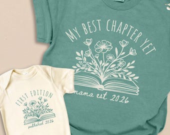 Mommy and Me Outfits, First 1rst Mothers day gifts, Book Lover Shirt, Newborn baby Bodysuit Tee, Baby Shower Gift Pregnancy reveal T-shirt