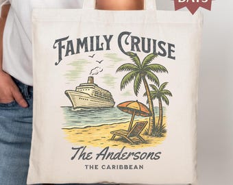 Personalized Family Cruise Tote Bag, Custom Travel Keepsake, Beach Trip Canvas Bag Family Tote Gift Family Reunion Tote Family Vacation Bag
