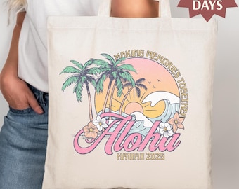Personalized Hawaii Girls Trip Tote Bag, Custom Travel Keepsake, Hawaii Cruise Canvas Bag Family Tote Gift Hawaii Tote, Girl Tripping Bag