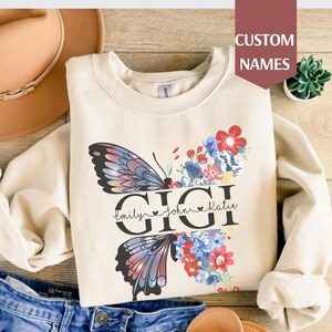 GiGi Sweatshirt With Names 4th of July Gift for Gigi, Custom Grandma With Kid Names, Mom Grandma Nana Mimi granny Nanny Momma Crewneck