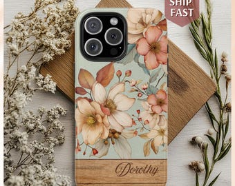 Personalized WildFlowers I Phone Case for iPhone 17 16 15 14 13 12 Pro Max Plus, Cottagecore Flower Cell Cover, Custom name  phone case Gift