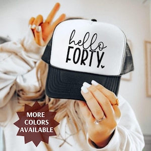Hello Forty Birthday Otto Trucker hat gift, Social Club 40s Birthday Hat, Forties beach Birthday Hat, Beach party hat, Birthday party favors