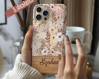 Personalized Wild Flowers I Phone Case for iPhone 17 16 15 14 13 12 Pro Max Plus, Cottagecore Flower Cell Cover Custom name  phone case Gift